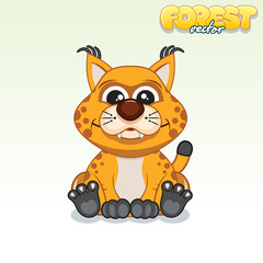 Cute Cartoon Red Lynx. Funny Vector Animal
