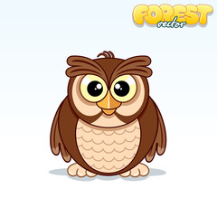 Cute Cartoon Owl. Funny Vector Animal