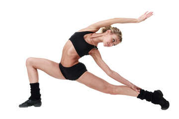 Aerobics fitness woman exercising isolated in full body.