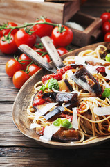 Italian traditional vegetarian pasta with eggplant