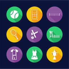 Tennis Icons Flat Design Circle