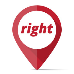 Red Right map pin pointer concept