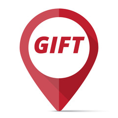Red Gift map pin pointer concept