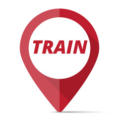 Red Train map pin pointer concept