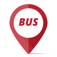Red Bus map pin pointer concept