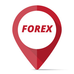 Red Forex map pin pointer concept