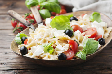 Italian Salad with cold pasta and mozzarella