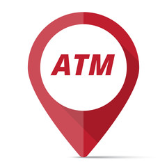Red Atm map pin pointer concept