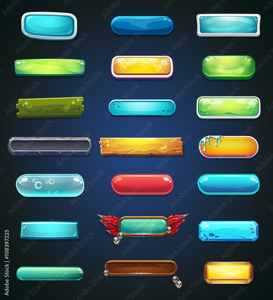 Aufkleber set of multi-colored buttons for the web site or app