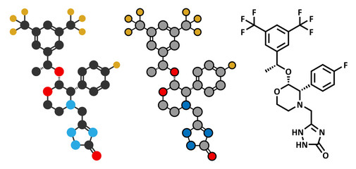Aprepitant antiemetic drug molecule.