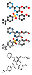 Bosentan pulmonary artery hypertension (PAH) drug molecule.