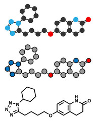 Cilostazol intermittent claudication treatment drug molecule. 