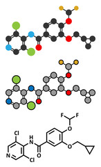 Roflumilast COPD drug molecule (PDE4 inhibitor).