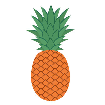 Flat icon pineapple with leaves. Vector illustration.