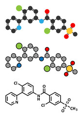 Vismodegib cancer drug molecule. 