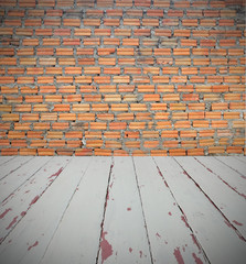 vintage brick wall and wood floor texture