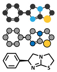 Fototapeta premium Levamisole antihelmintic drug molecule. 