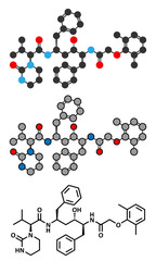 Lopinavir HIV drug molecule. Protease inhibitor.