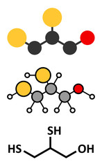 Dimercaprol (BAL, British Anti-Lewisite) metal poisoning antidote