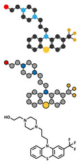Fluphenazine antipsychotic drug molecule.
