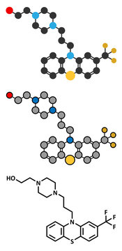 Fluphenazine antipsychotic drug molecule.