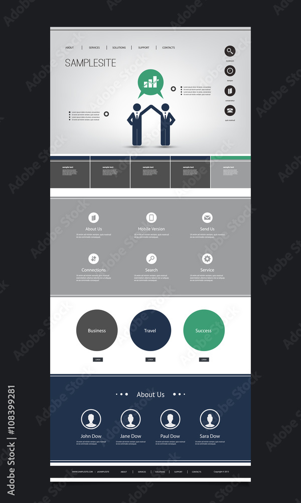 Poster one page website template with business themed header design