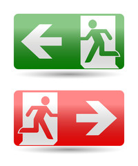 Fire emergency icons. Vector illustration. Fire exit.
