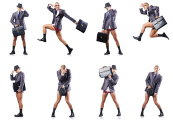 Composite photo of naked businessman on white