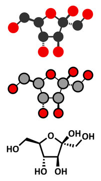 Fructose (D-fructose) fruit sugar molecule. 