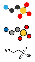 Taurine (2-aminoethanesulfonic acid) molecule. 