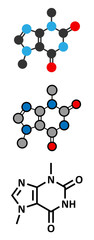 Theobromine (xantheose) chocolate alkaloid molecule. 