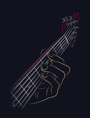 Playing guitar chord.