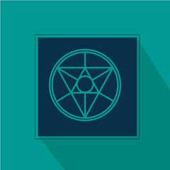 flat geometric icons in blue backdrop