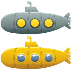 Fototapeta premium Submarine / Cartoon submarine in 2 versions. 