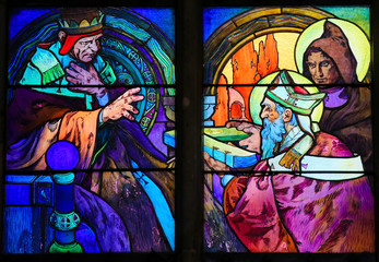 Fototapeta premium Stained Glass of Saints Cyril and Methodius by Alphonse Mucha