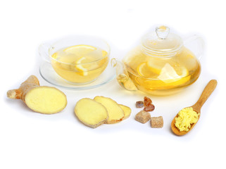 Tea Ginger Lemon 
isolated white background