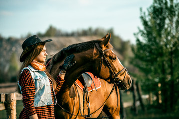 Obraz premium girl and horse