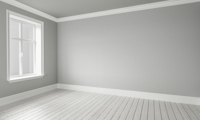 Fototapeta premium 3d rendering of Empty Room Interior White Grey Colors
