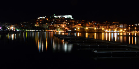 Fototapeta premium Night panoramic view of Kavala, Greece