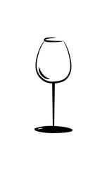 sketch of isolated empty wine glass