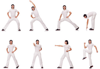 A man in white sportswear isolated on white