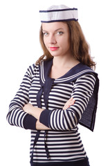 Young woman sailor isolated on white