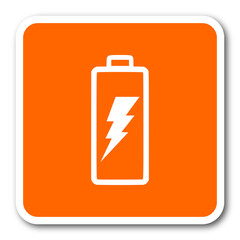 battery orange flat design modern web icon