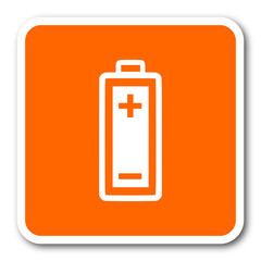 battery orange flat design modern web icon