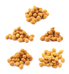 Pile of crunchy coated nuts isolated