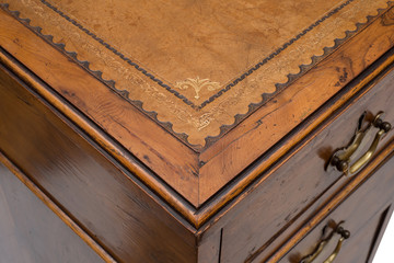 Overhead of a Corner of an Antique Wooden Office Table