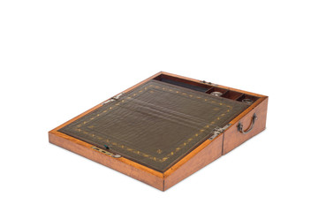 An Opened Antique Wooden Vanity Box with Contents Concealed