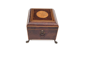 Side View of an Antique Legged Wooden Jewelry Box