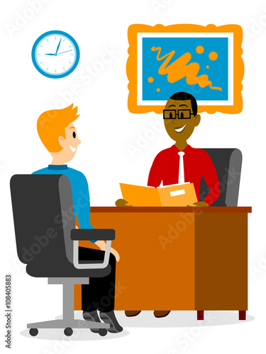 &ldquo;A Young Man Getting A Job Interview Clipart&rdquo; Stock image and royalty