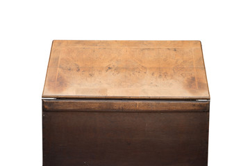 Slightly Opened Lid of an Antique Wooden Chest
